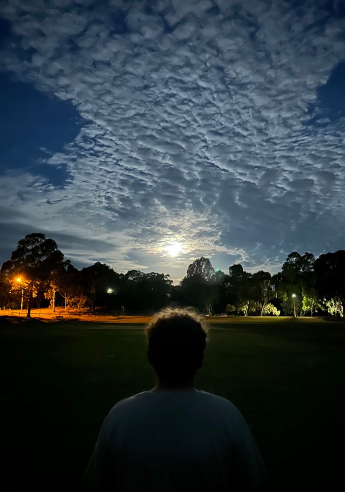 Epic photo of my son looking at the moon. 