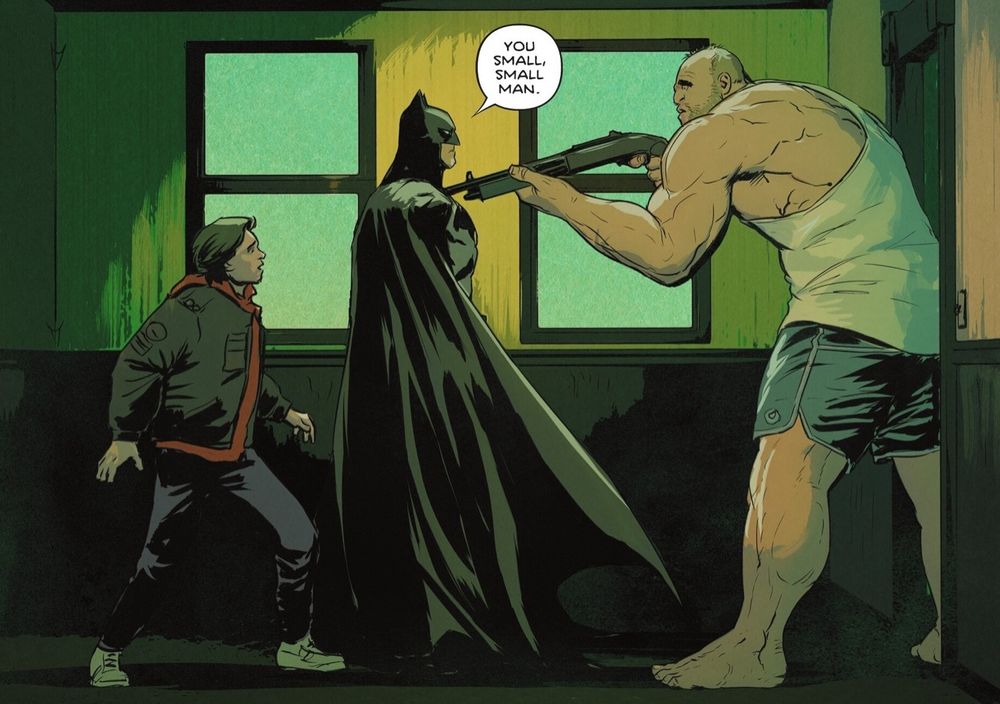 Batman stands up to a bully. 