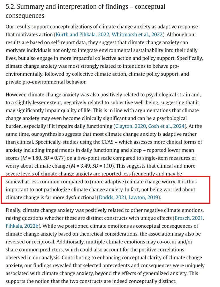 Scrrenshot of 5.2 from: https://www.sciencedirect.com/science/article/pii/S0959378025000524 

highlighting: "It is thus important to not pathologize climate change anxiety. In fact, not being worried about climate change is far more dysfunctional (Dodds, 2021, Lawton, 2019)."