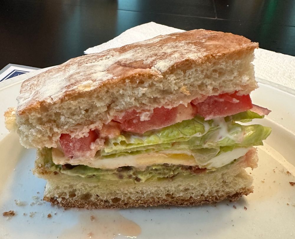 Ciabatta bread with 🥑🧅🍅🥬🥓