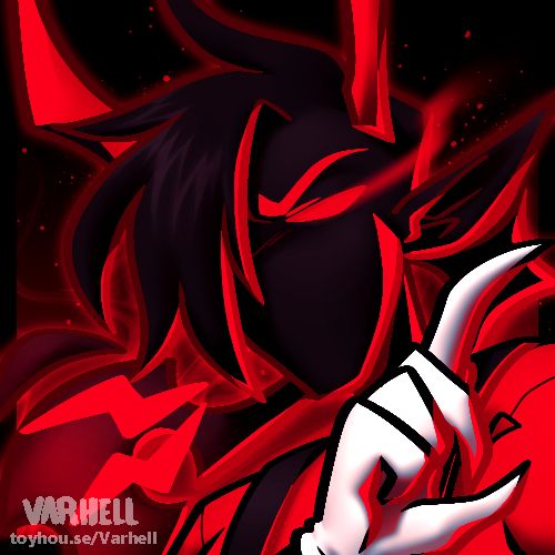 A 500x500 icon of antonoid's character, Servant. It depicts a head shot of a shadowy figure outlined in red. He is wearing red formal attire and has his hand up in front of him in a somewhat threatening manner. The background is a black-red gradient with red embers.