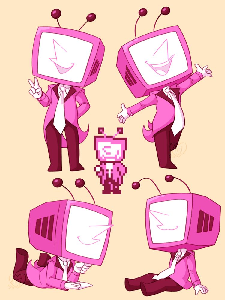Pink chibi versions of Tenna based on his sprite in Legend Of Tenna doing various poses.