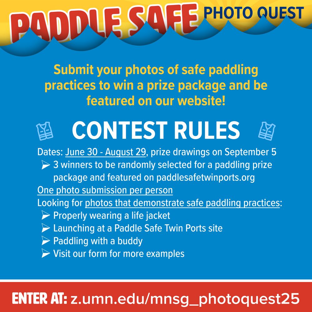 Rules for the Paddle Safe Photo Quest including a link for submissions at z.umn.edu/mnsg_photoquest25
