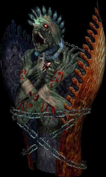 The summon Anima from the game Final Fantasy X. It's a monstruous looking creature in chains and suffering.