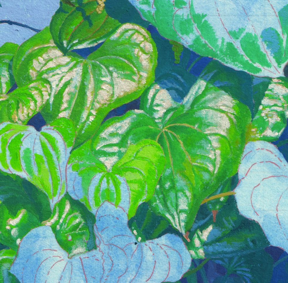 gouache painting of leaves