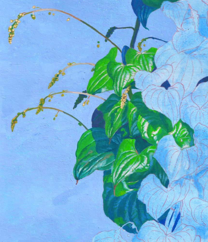 gouache painting of leaves