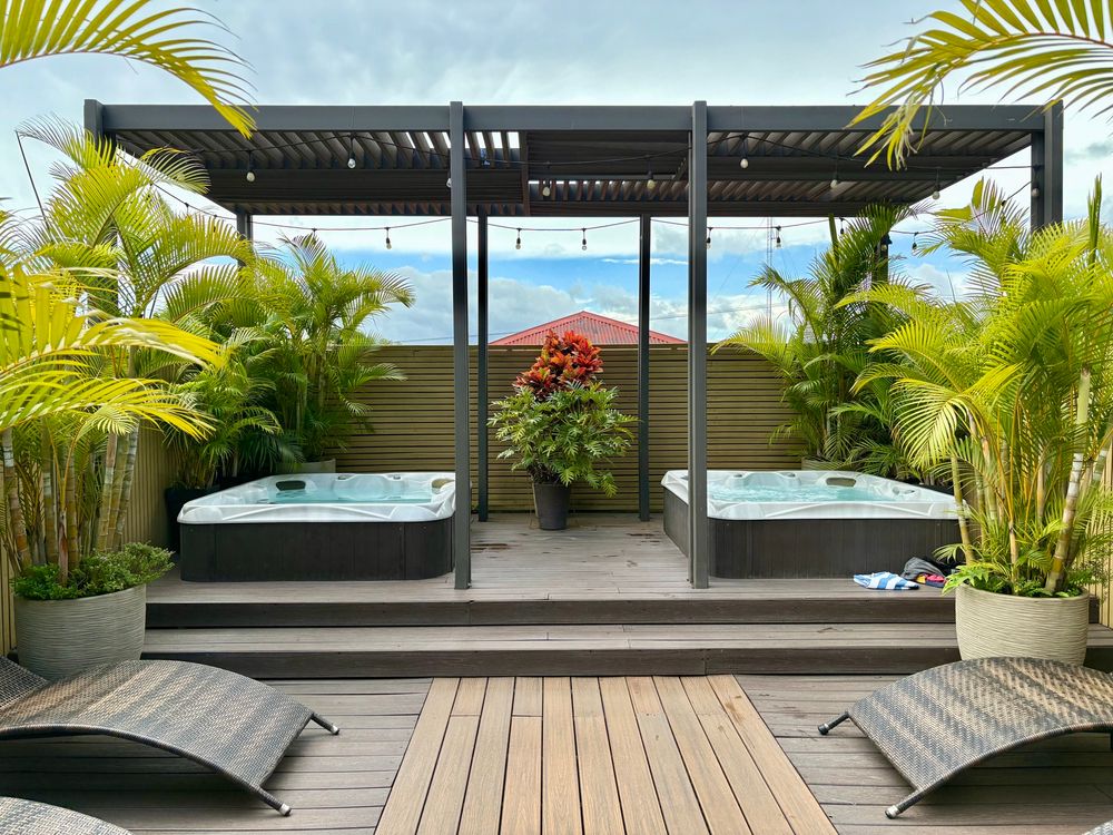 Terrace, loungers, and jacuzzis in San Jose, Costa Rica. 