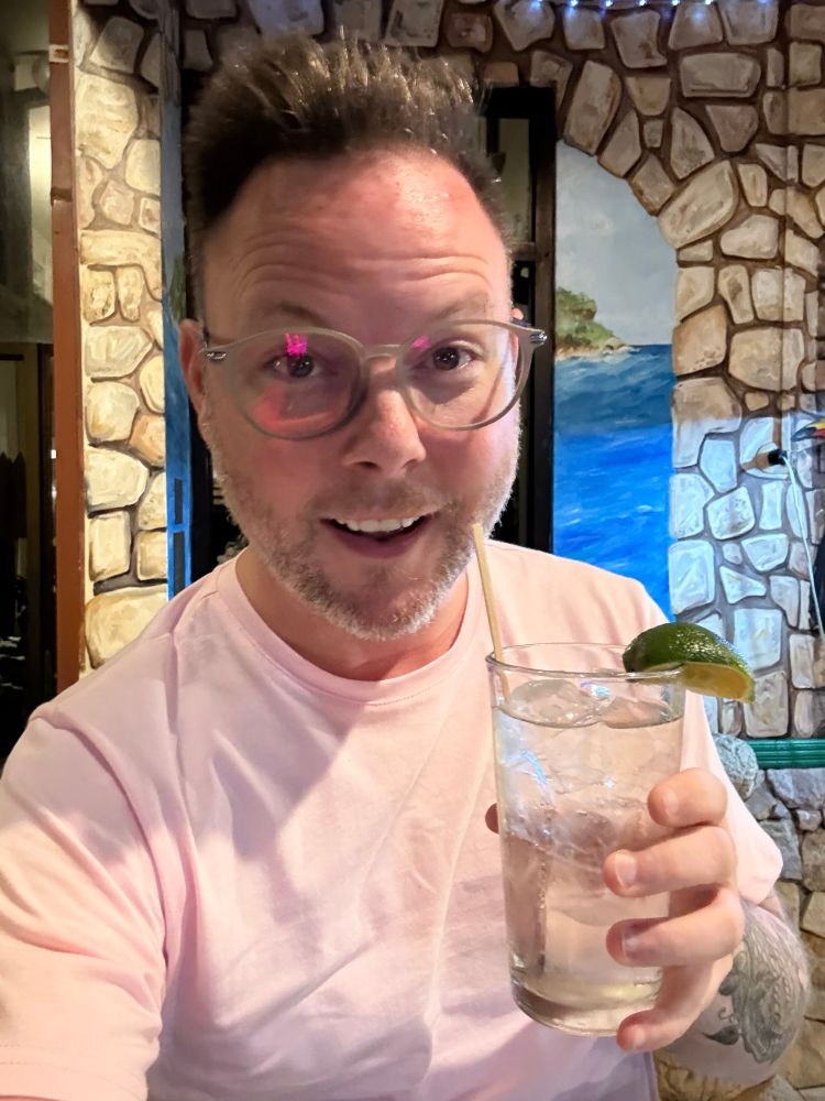 KP with a tonic and bitters at his hotel restaurant in San Jose. 