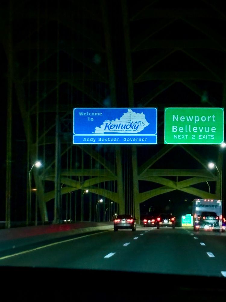 A photo of the “Welcome to Kentucky” sign, leaving Cincinnati and entering NKY. 