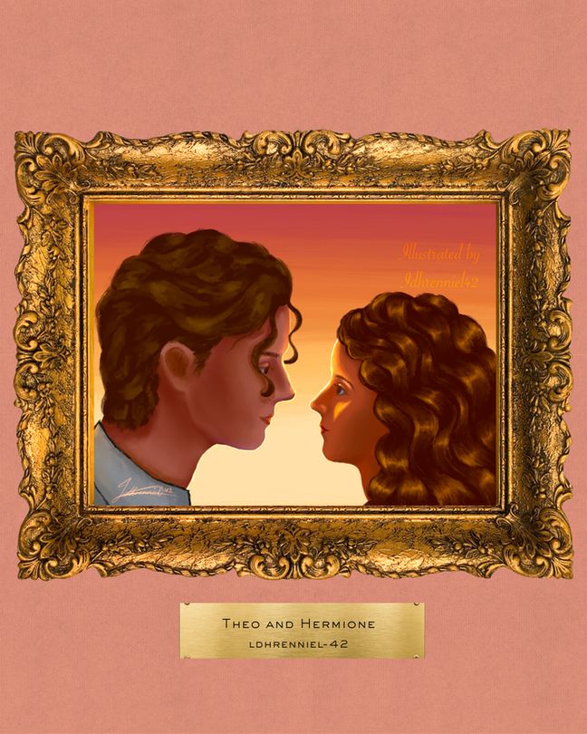 A drawing of Theomione and Hermione by @Idhrenniel42.bsky.social 