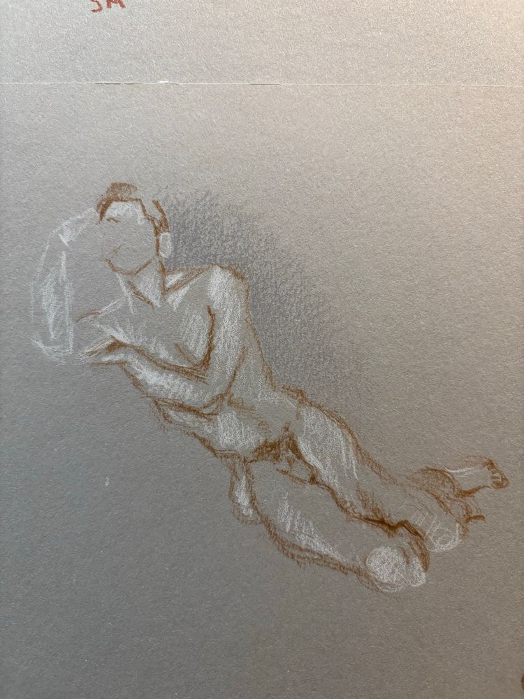 Male nude model reclining on side