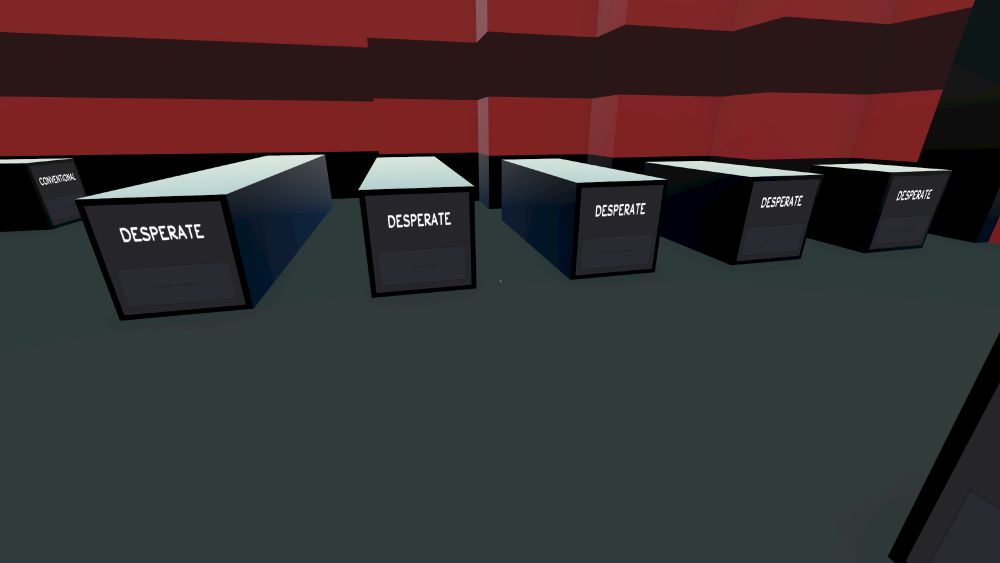 screenshot from the game Lingo showing five blocks with the word "DESPERATE" on them