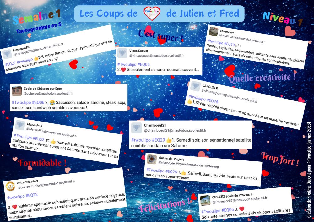 Phrases de niveau 1 de la première semaine.