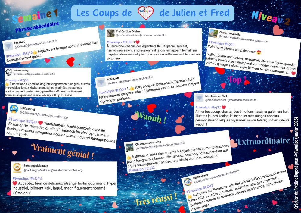 Phrases de niveau 2 de la première semaine.