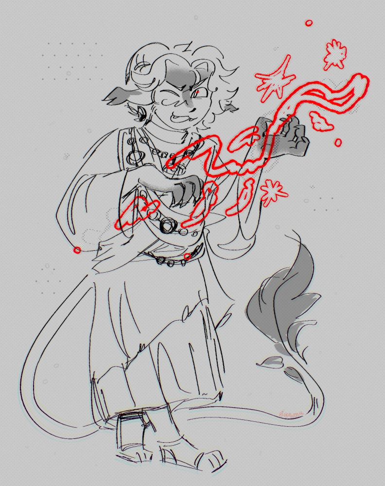 digital art of warlock dnd tiefling who cast something
