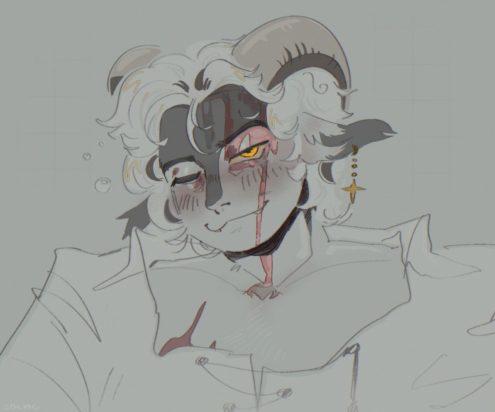 digital art of drunk tiefling covered with rose wine