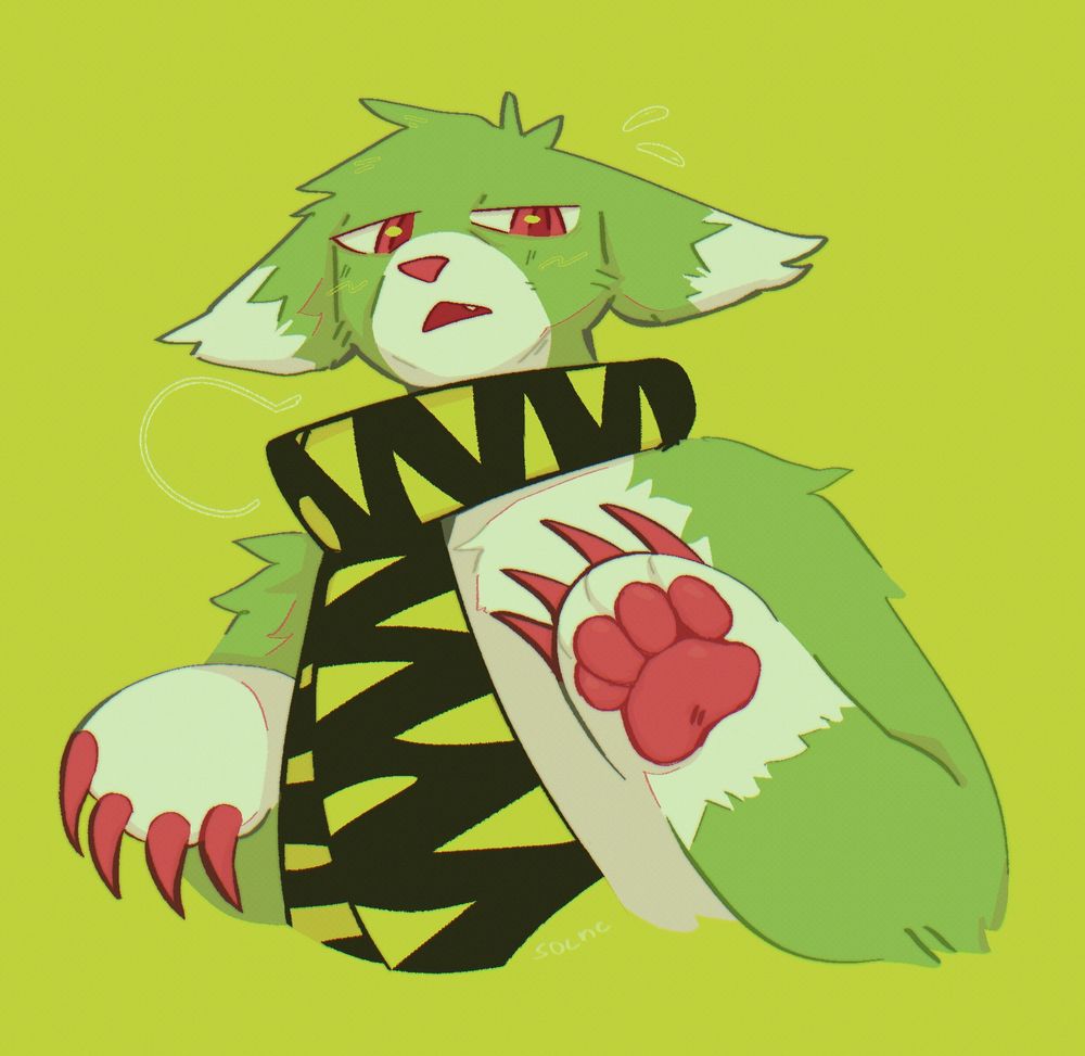 anthro green catlike furry oc