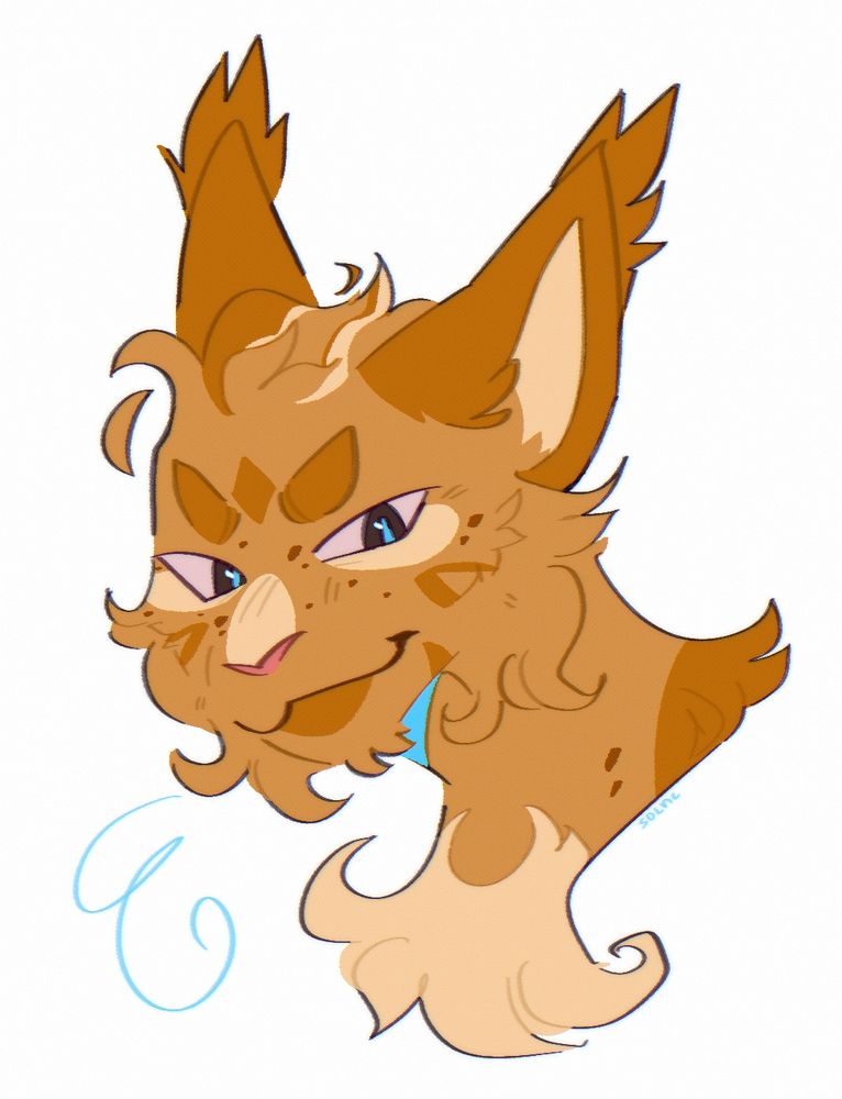 digital portrait of warrior cat oc with red fur