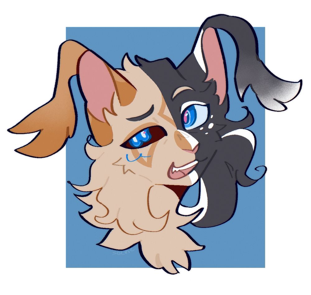 Digital art of a happy chimera cat who talks to himself
