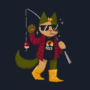 digital art of webfishing cat oc who waving u and going to fishing