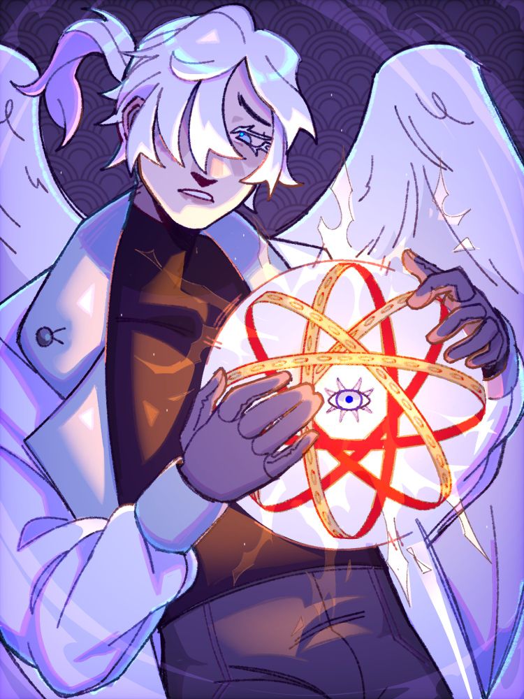 My oc Bartholomew holding a ball of rings 