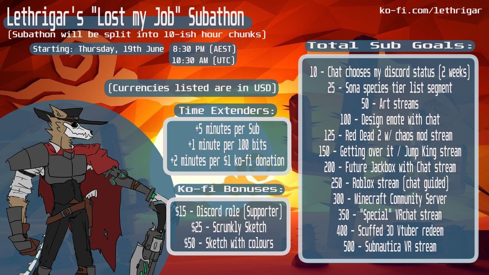 Lethrigar Subathon information!