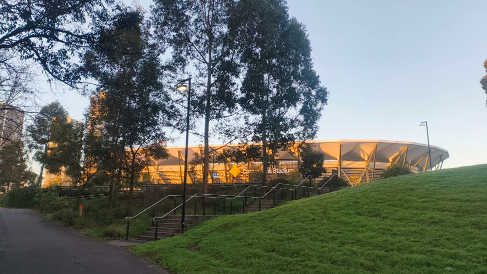 Football stadium at dawn