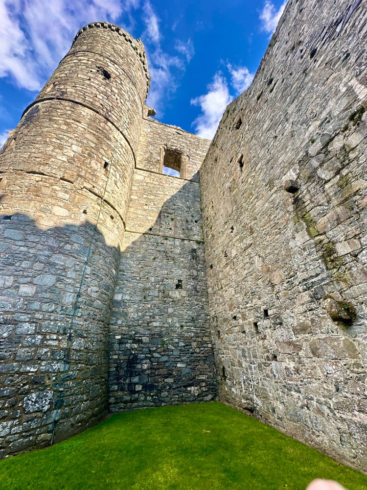 A stone tower at Castle Harlech. 