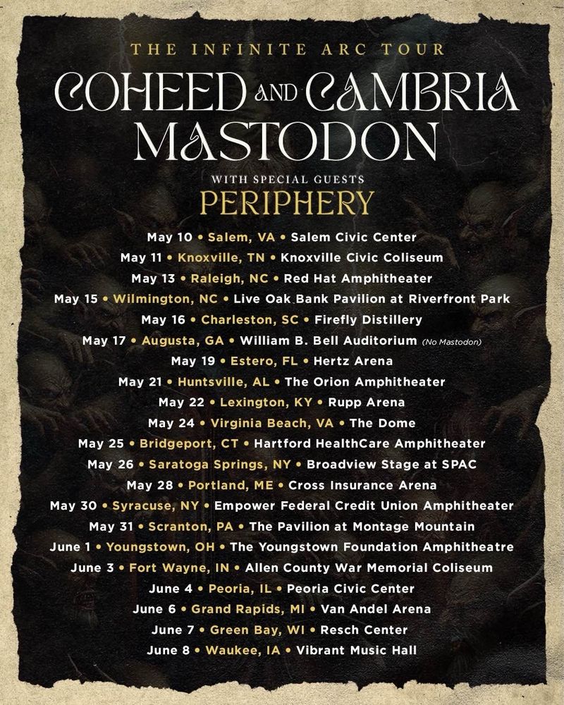 Coheed and Cambria, Mastodon, and Periphery Tour Dates