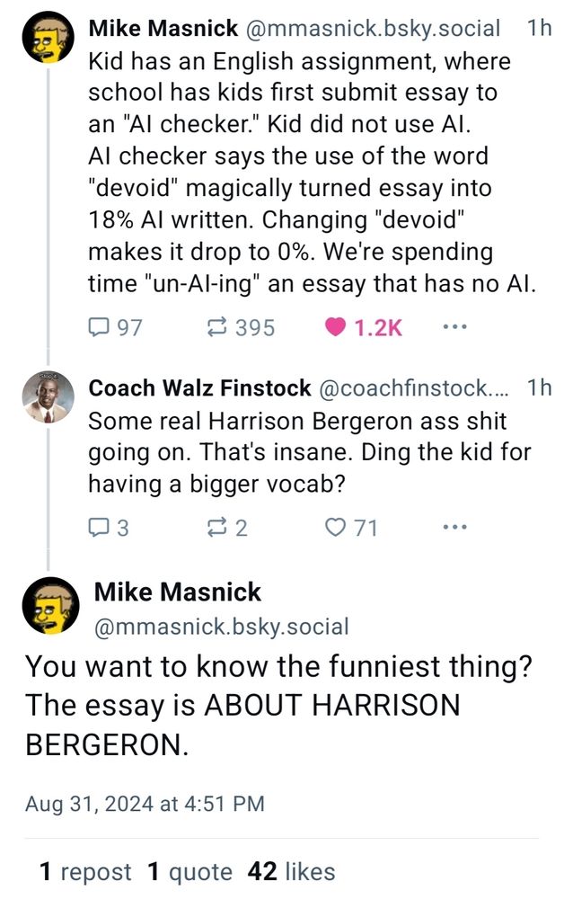Mike Masnick posts that his kid ran an essay through an 