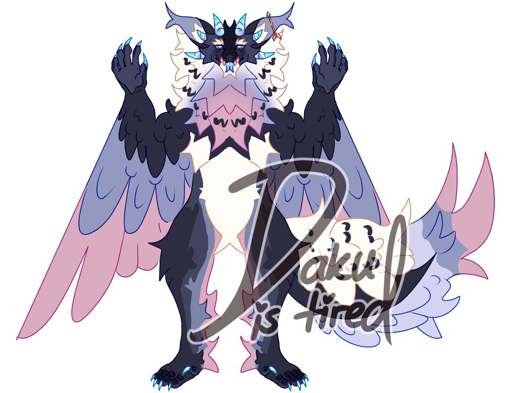 Anthro crystal feathered raptor design