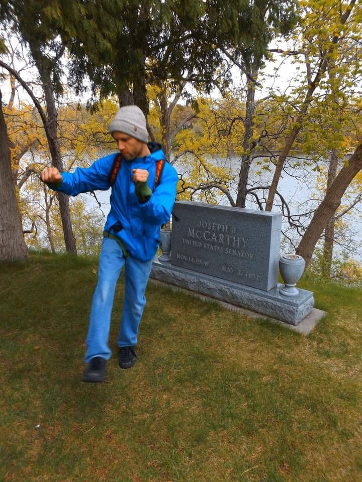 TheBigBadMe dancing, skank-style, in the grave of Sen. Joseph McCarthy.