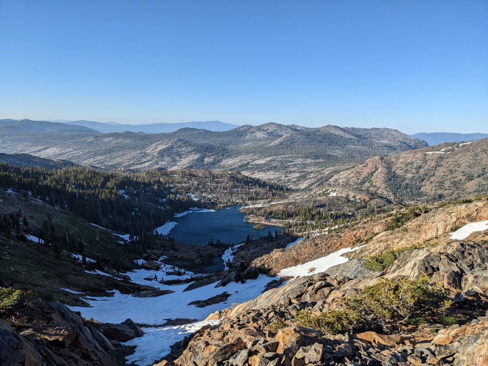 Desolation Wilderness. 9,125 feet looking down on Lake Lois.