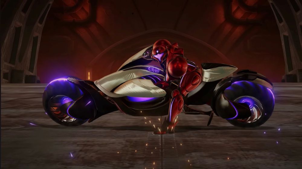 Samus doing the Akira Slide, seen in the Metroid Prime 4 trailer released today