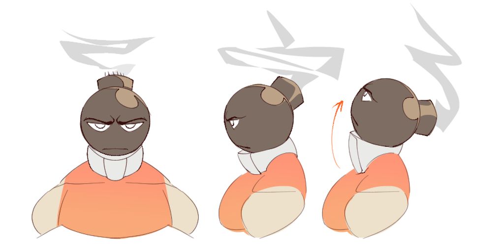 Concept for a robotic neck stretching and changing shape when bada-kun is tilting his head upwards