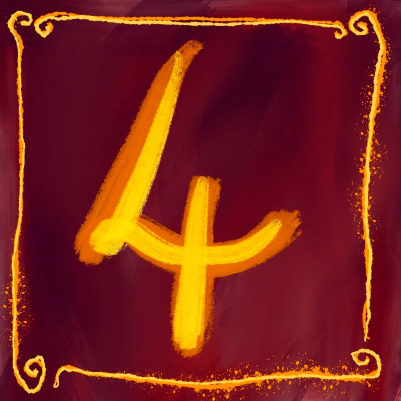 A number 4 on a red background