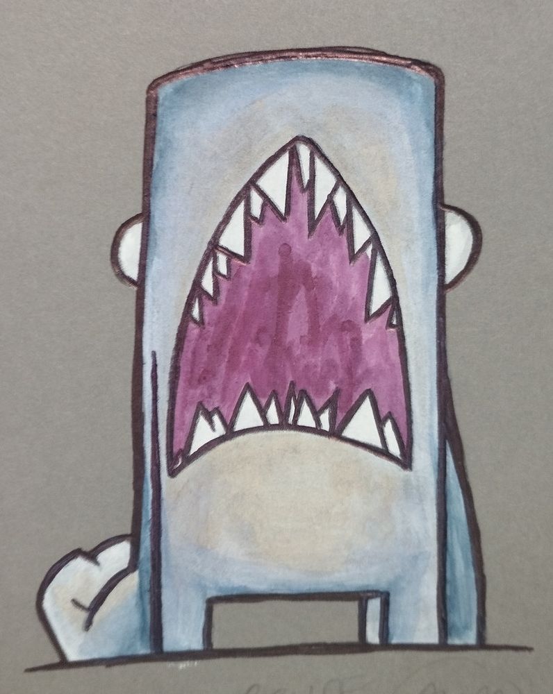 A shark faced character