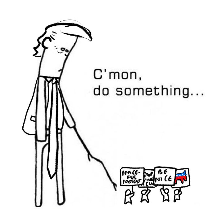 The c'mon do something meme but it's Trump poking peaceful protesters and democrats