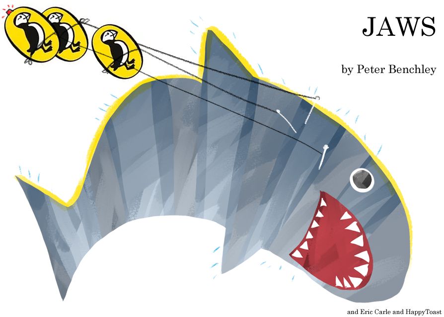 Front cover of Jaws in the style of The Very Hungry Caterpillar