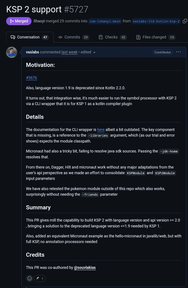 PR description image with details on the implementation of KSP 2 support for the mill build tool