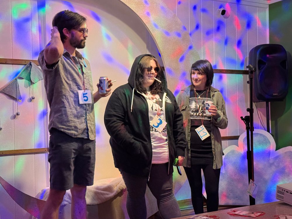 The three finalists in the Connor Oberst lookalike contest. Hoodies, gloomy clothes, some shades. General disaffectedness. PBR 