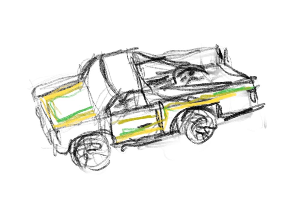 A digital drawing of a hot wheels truck by Alex