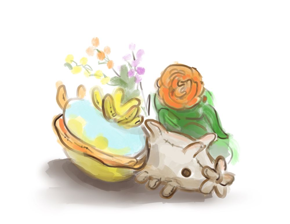 A drawing from life of some weird stuffed animals