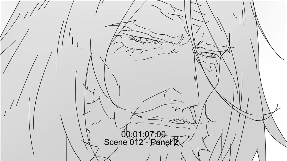 camera close in on juste's face; he's looking down with sad eyes :(