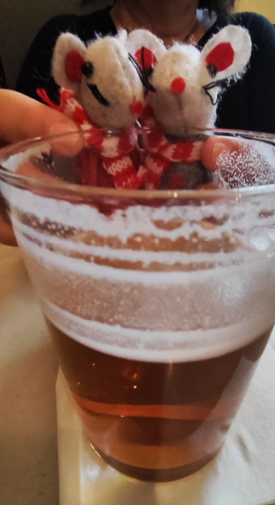 Ratones bebiendo cerveza 