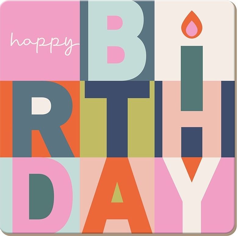 Grafische Darstellung von happy birthday mit bunten Buchstaben 