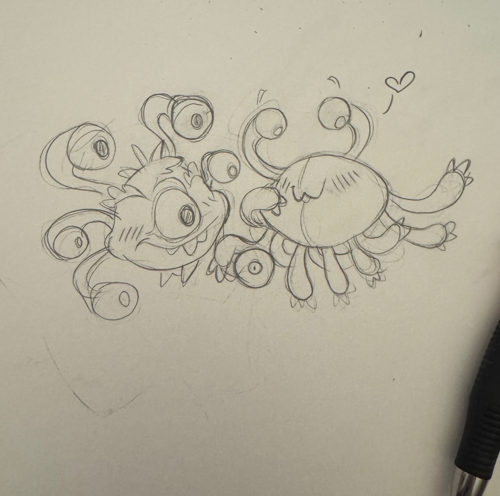 Sketch of a beholder and flumph