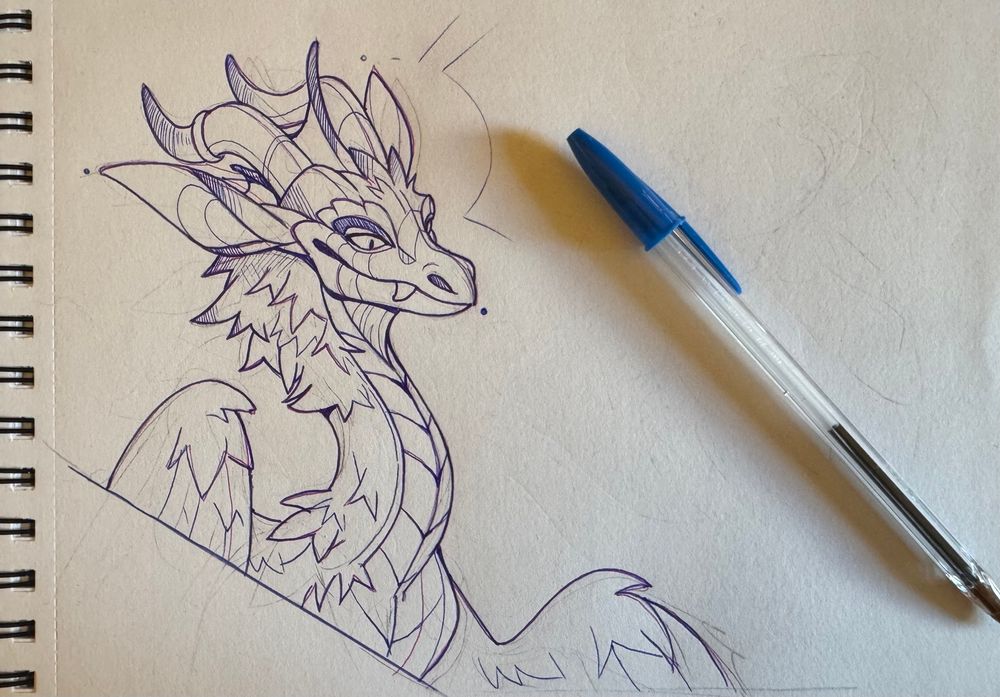 Ink drawing of a dragon