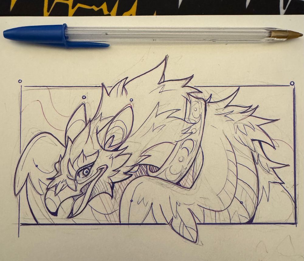 Ink drawing of a gryphon
