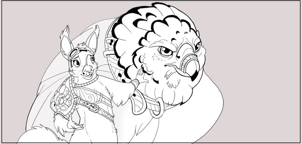 drawing of a squirrel and an angry hawk